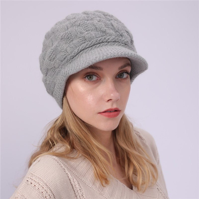 Solid Color Cable Knitted Cap