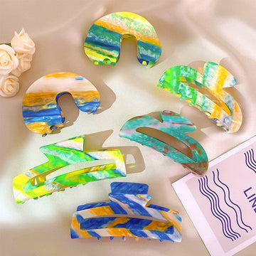Colorful Geometric Acetate Hair Claw Clip