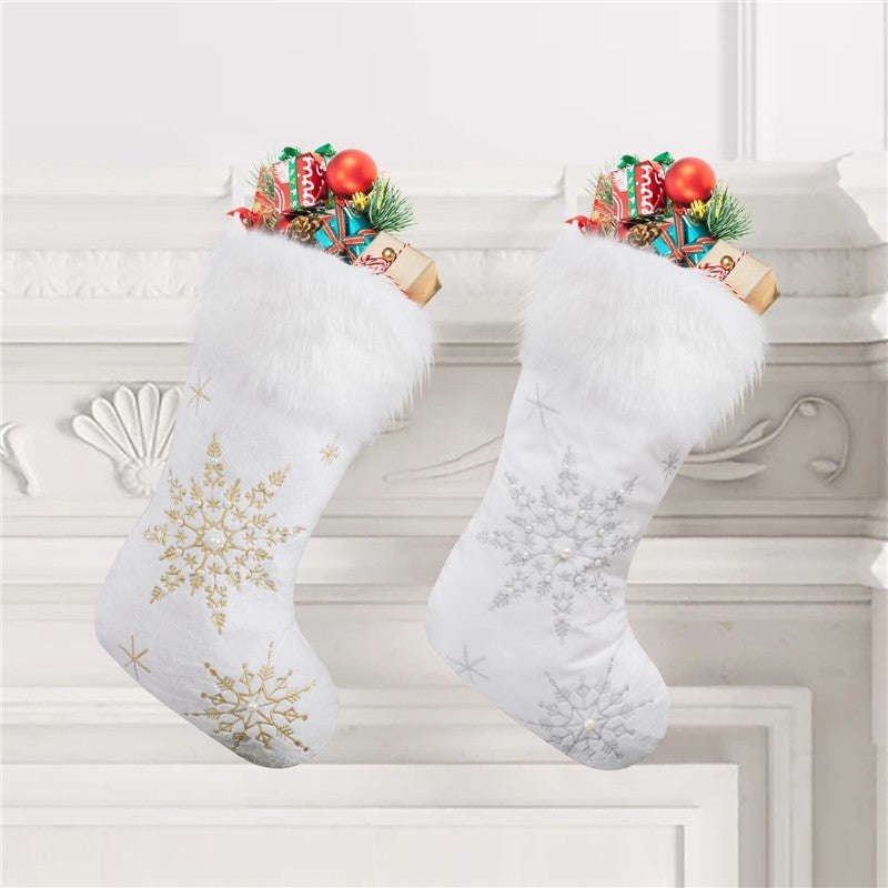 Creative Plush Snowflake Sock Gift Bag Christmas Decoration