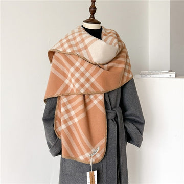 Versatile Warm Thick Plaid Scarf