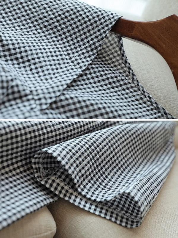 Meselling99 Original Black&White Plaid V-Neck Dress-Maxi Dress-BLACK&WHITE PLAID-FREE SIZE-Free Shipping at meselling99