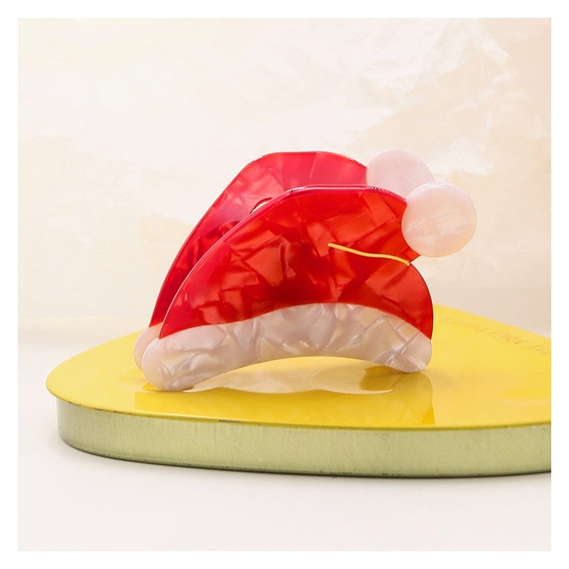 Christmas Hat Acetate Hair Claw Clip