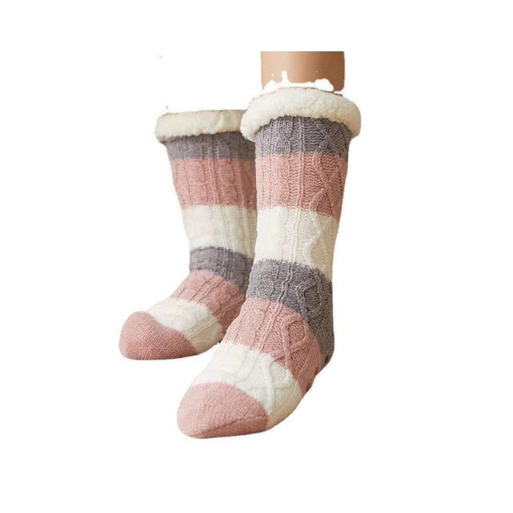 Double-Layer Thickened Fleece Lining Striped Socks
