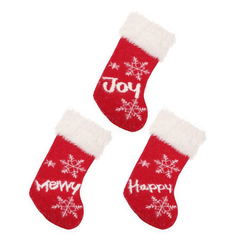 Large Knitted Plush Gift Socks Christmas Decoration