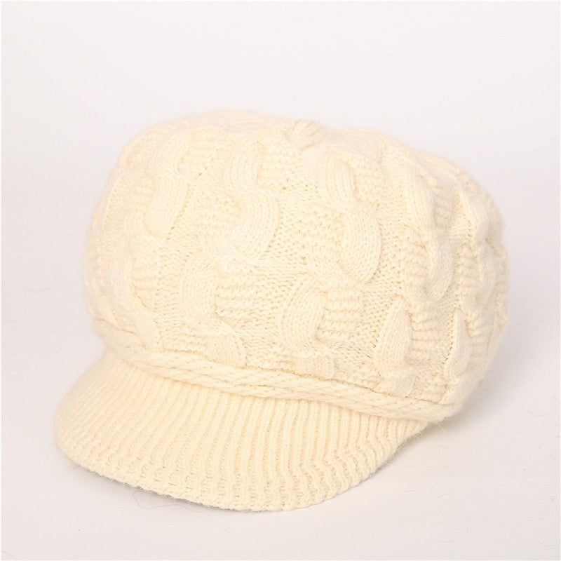 Solid Color Cable Knitted Cap