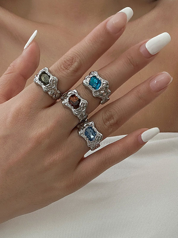 Geometric Rhine Stones Rings Accessories