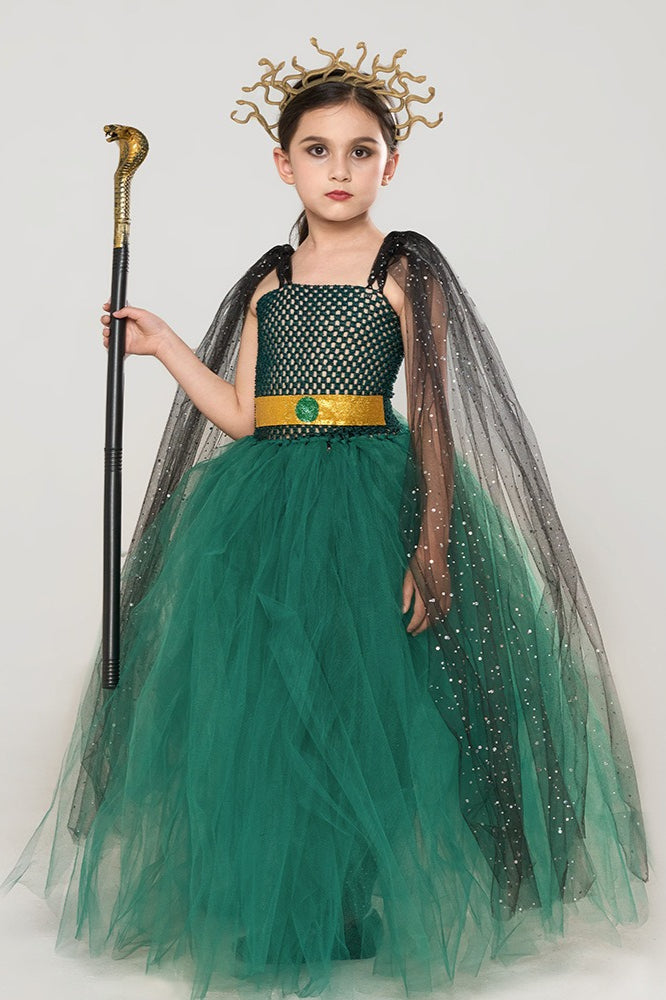 Green Medusa Dress Kid Halloween Costume