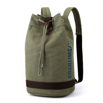Men Canvas Drawstring Bucket Backpack