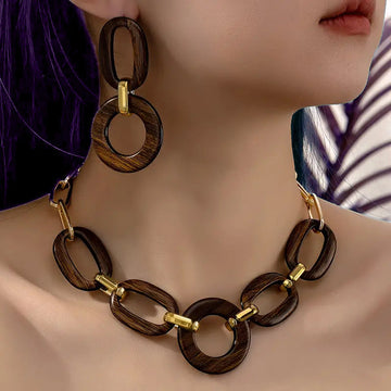 Simple Matte Retro Original Temperament Advanced Atmosphere Simple Versatile Earring Necklace Set