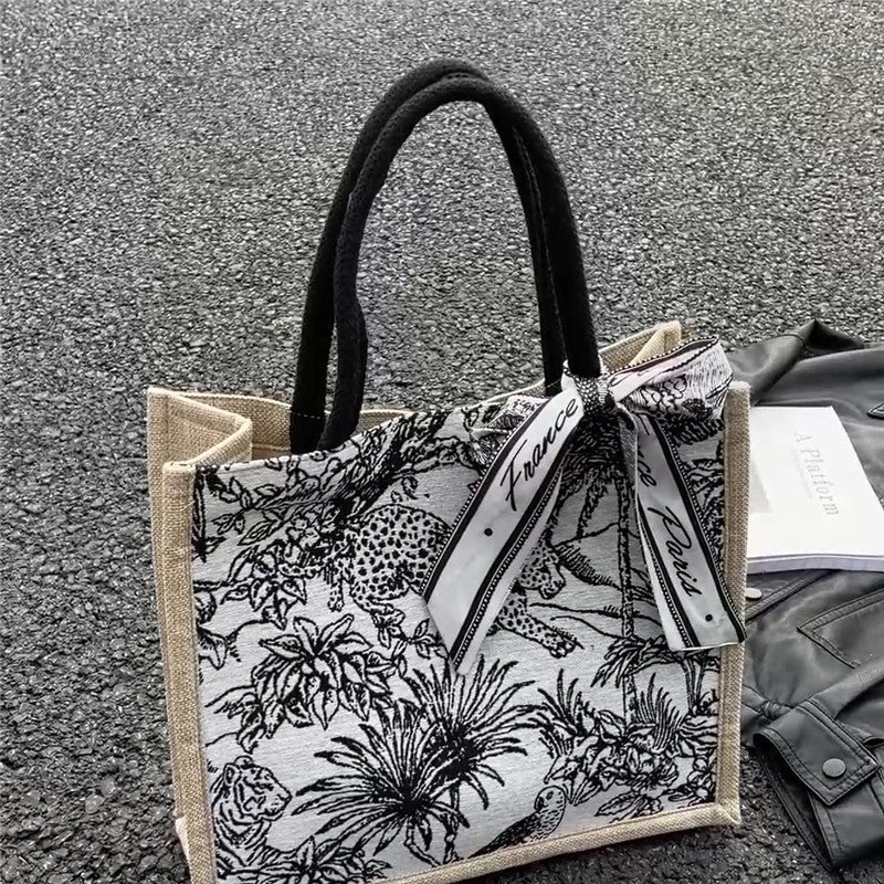 Scarf Handle Square Bag