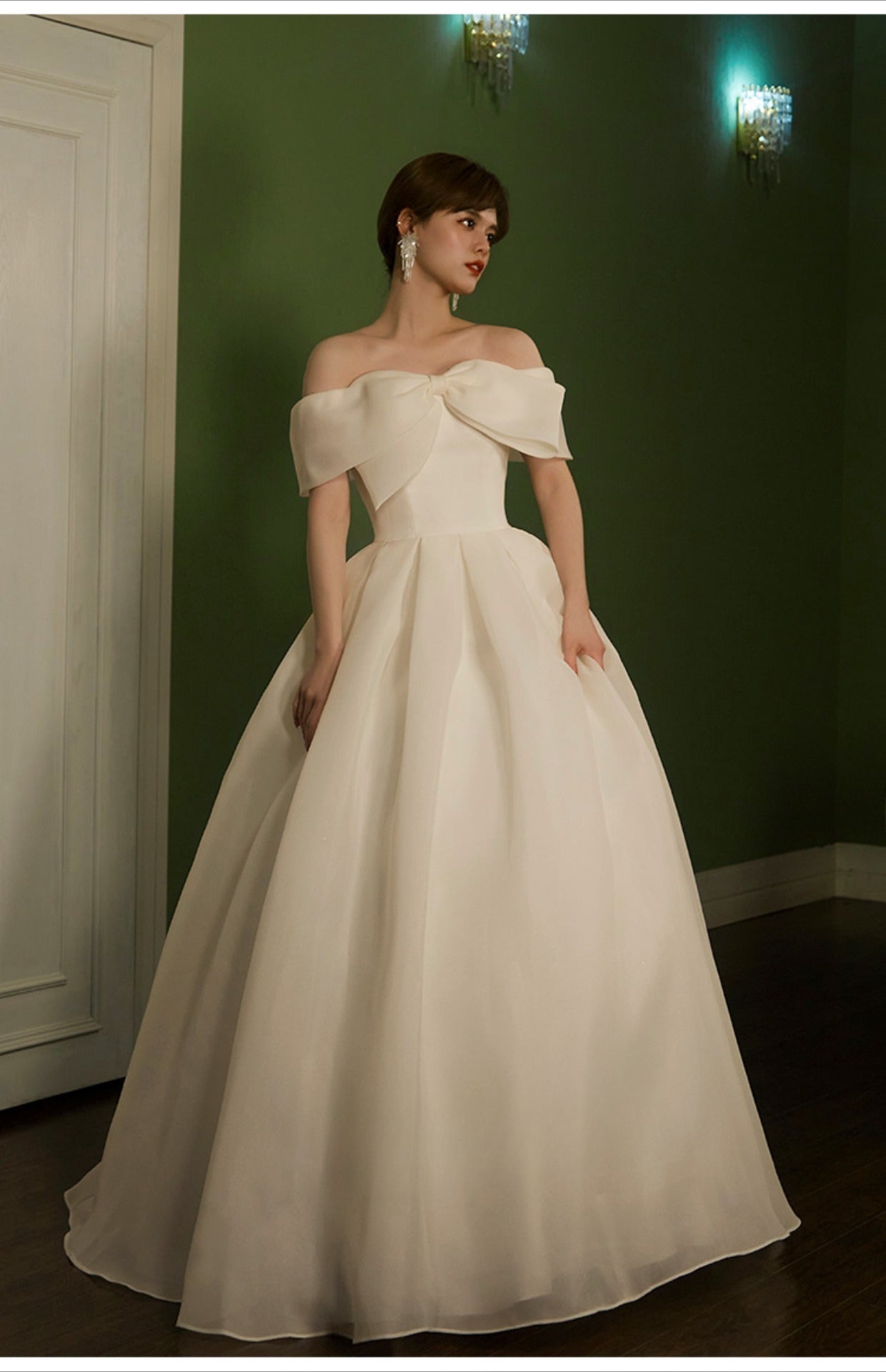 Elegant Satin Wedding Dress with Bow Detail