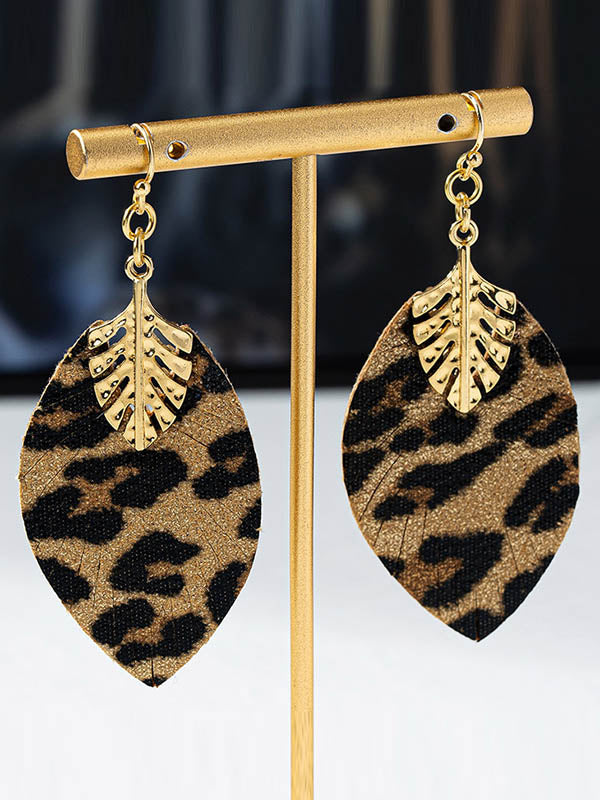 Normcore Geometric Leopard Drop Earrings