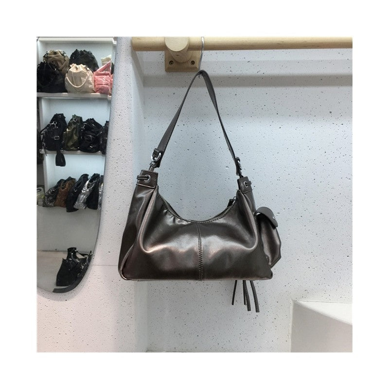 Multi Pocket Studded PU Underarm Motorcycle Bag