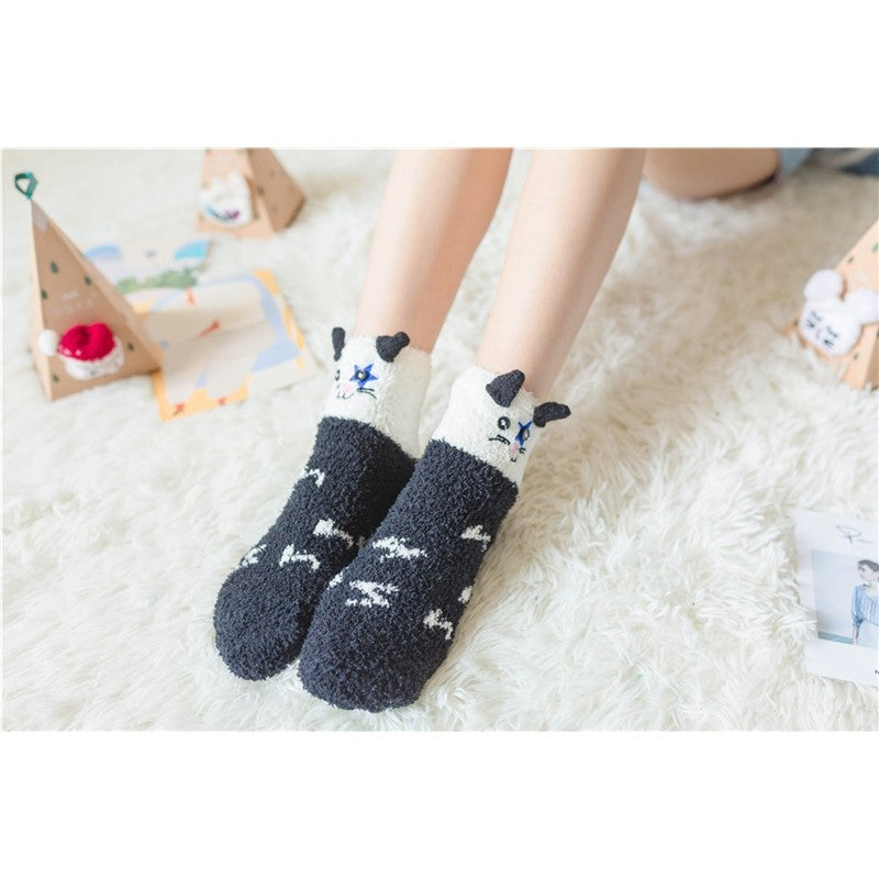 Cat Fox Deer Zebra Santa Snowman Mid-Calf Socks