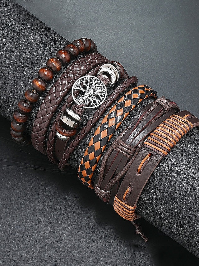 Men's Leather Bracelet Set