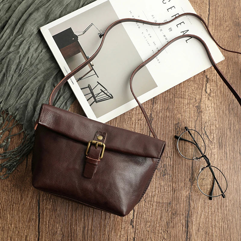 Genuine Leather Crossbody Bag Retro Small Messenger Purse