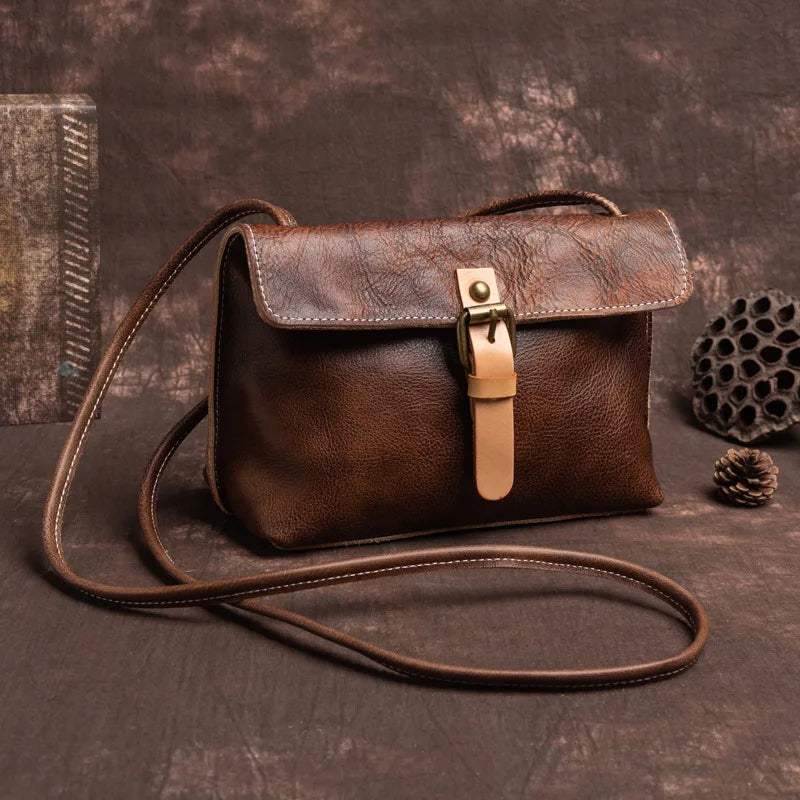 Vintage Genuine Leather Crossbody Bag for Women