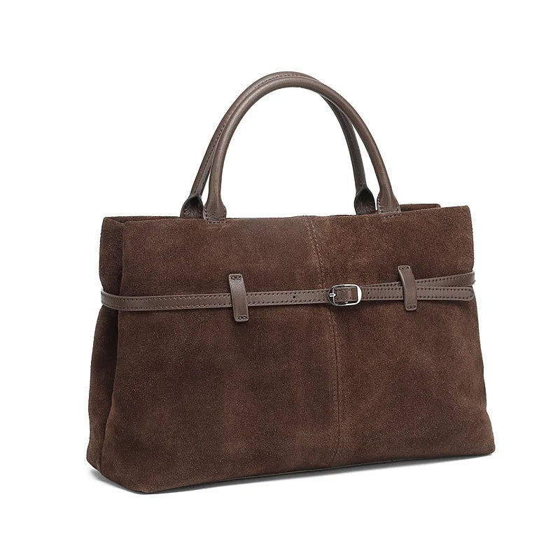 Suede Cowhide Genuine Leather Tote Handbags - Women Luxury Crossbody Bag