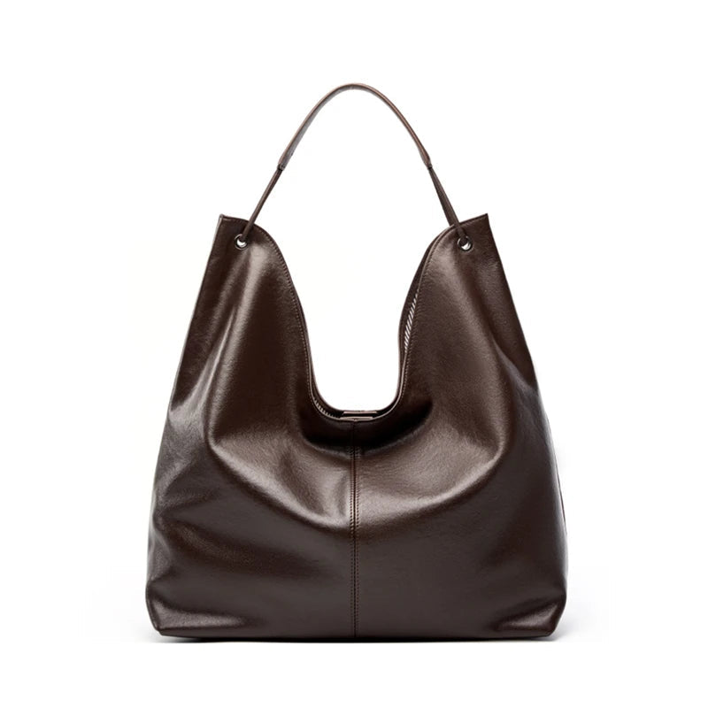 Cowhide Genuine Leather Hobo Shoulder Bag - Ladies Luxury Handbags
