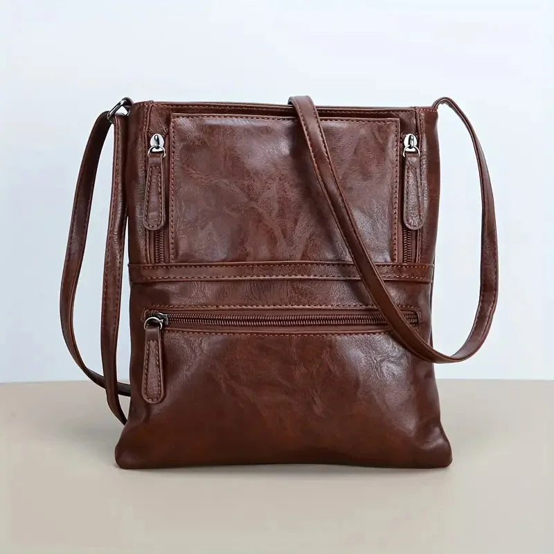 Vintage Multi-pocket Women Crossbody Bag - Soft PU Leather Shoulder Bag