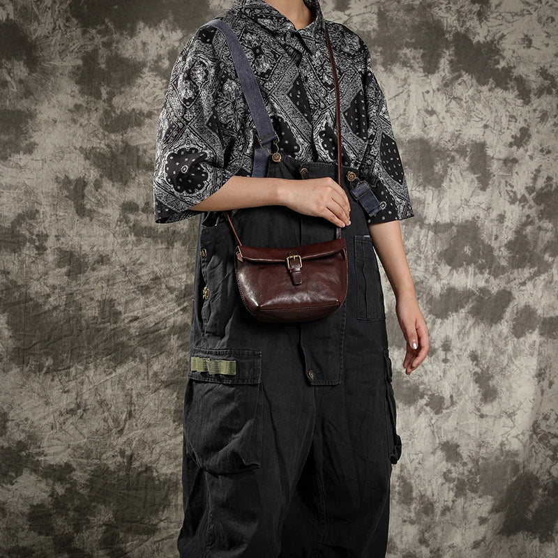 Genuine Leather Crossbody Bag Retro Small Messenger Purse