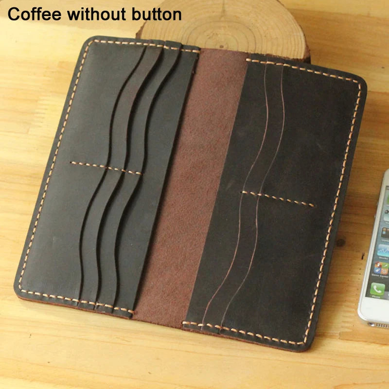 Handmade Vintage Crazy Horse Genuine Leather Wallet - Men Stylish Clutch Bag Purse