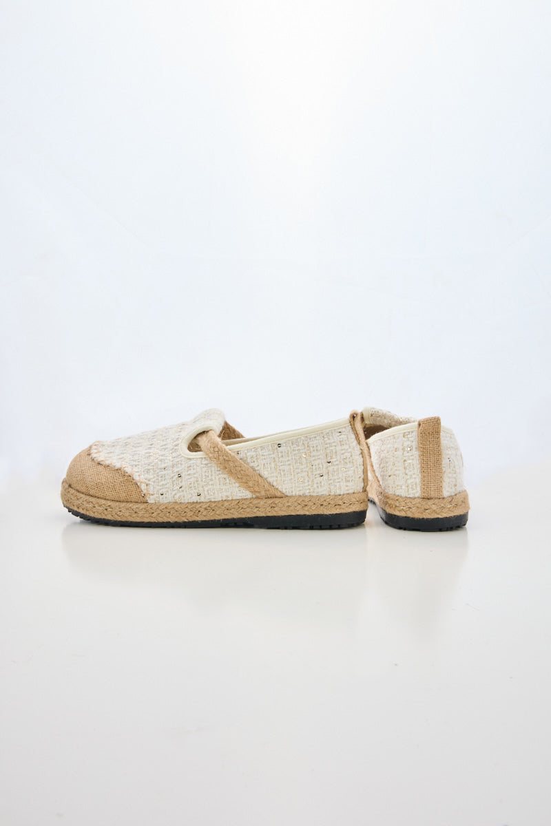 Renata Sparkle Linen Espadrilles - Cream