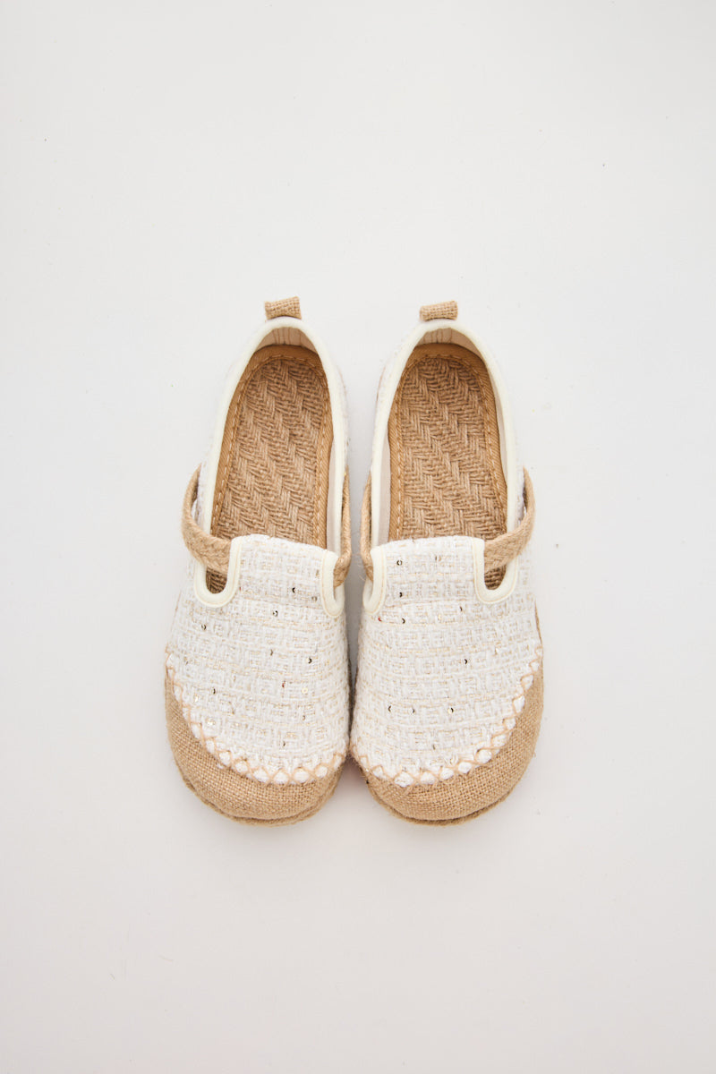 Renata Sparkle Linen Espadrilles - Cream