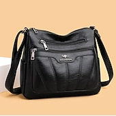 Women's Black Brown Crossbody Bag with Multiple Zippered Pockets