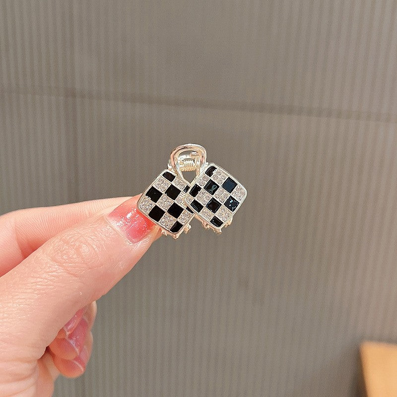 Mini Checkerboard Rhinestone Hair Claw Clip