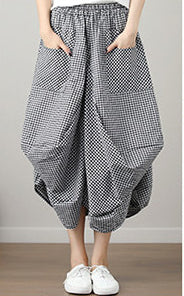 Causal Elastic Waist Linen Plus Sizes Skirts