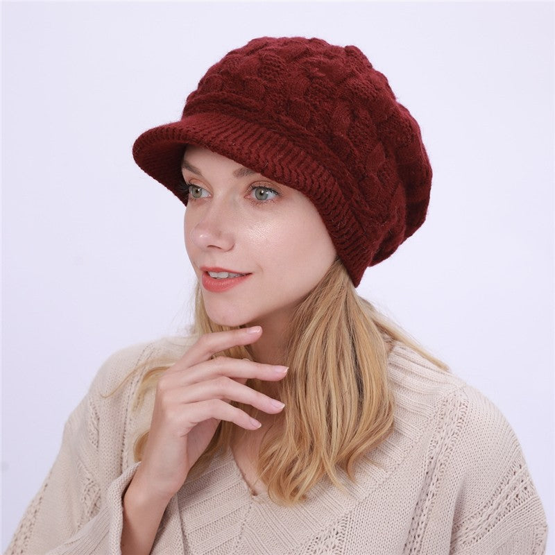 Solid Color Cable Knitted Cap