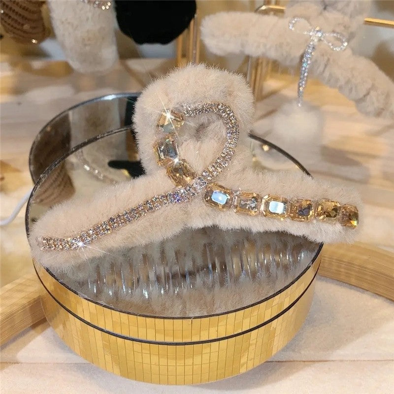 Rhinestone Furry Large Claw Clip