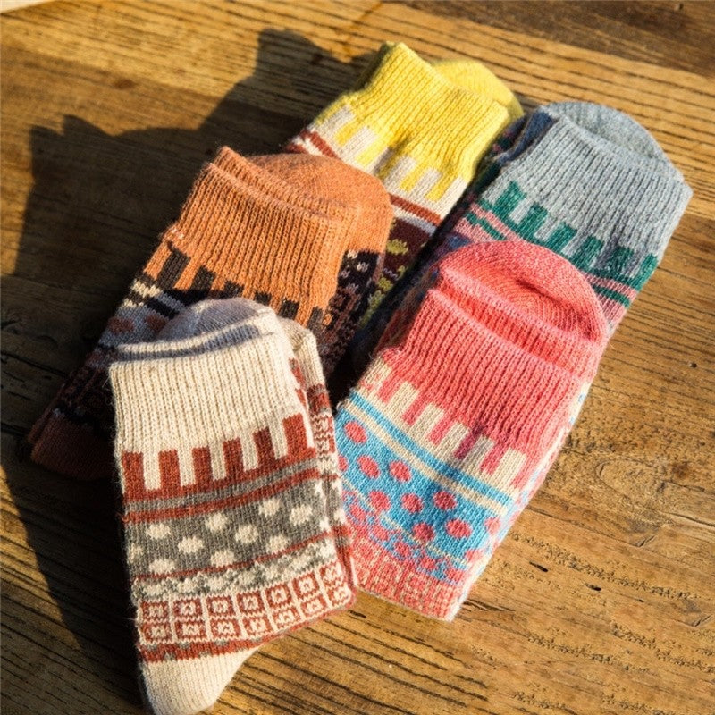 Thick Print Breathable Comfy Casual Sock(A Set Of Five Pairs)
