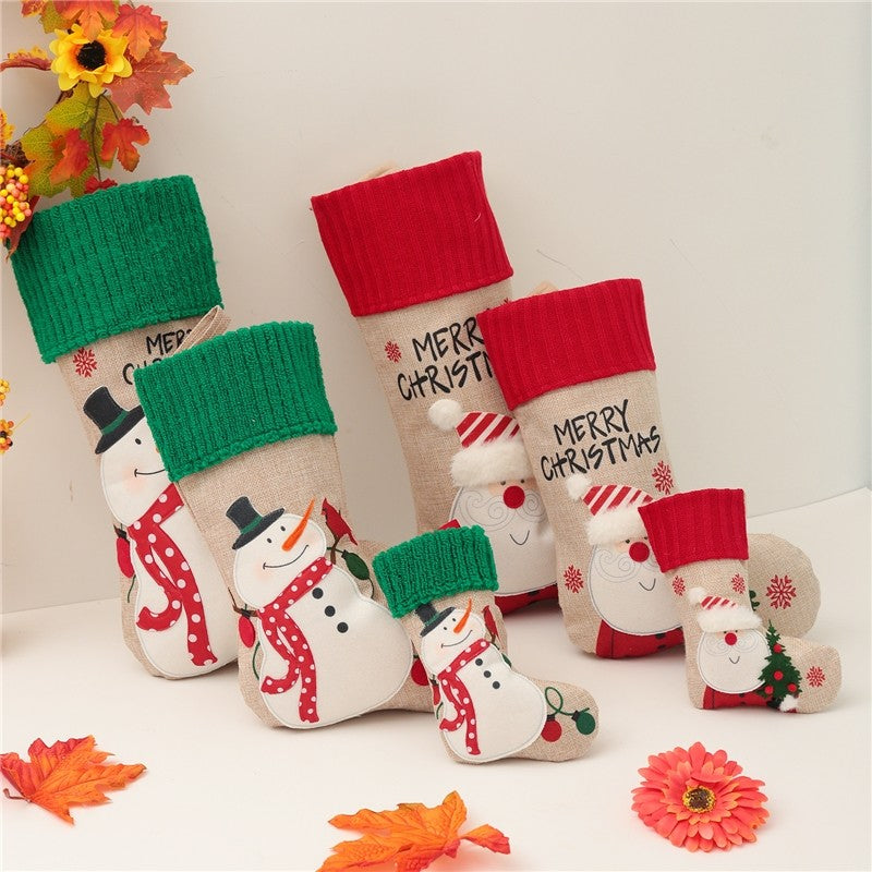 Snowman Santa Sock Gift Bag Christmas Decoration