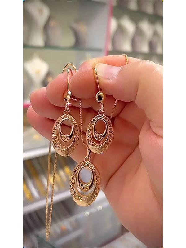 Heart Shape Drop Earrings + Necklaces Accessories