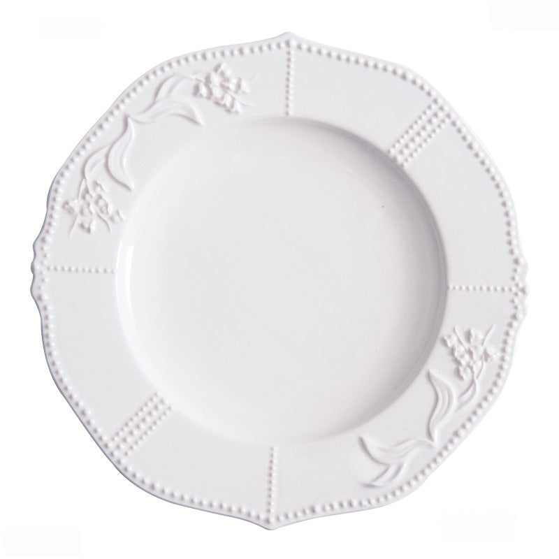 Floating Lily of the Valley Collection ¨C Scalloped Ceramic Pasta Plate