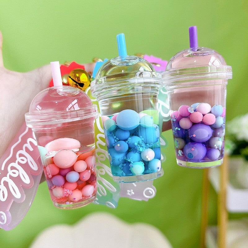 Acrylic Bubble Milk Tea Cup Keychain Charm