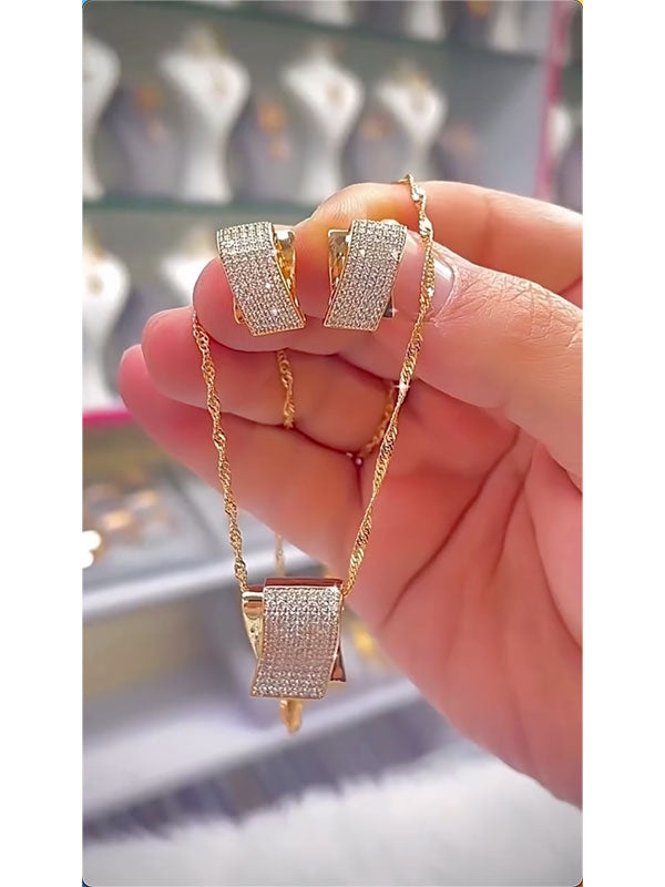 Heart Shape Drop Earrings + Necklaces Accessories