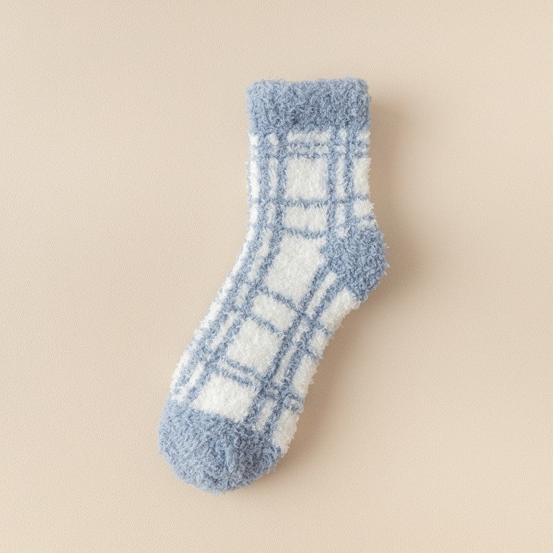 Plaid Pattern Coral Fleece Women's Socks