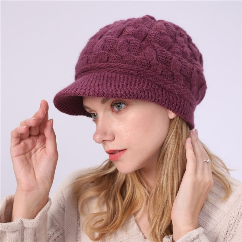 Solid Color Cable Knitted Cap