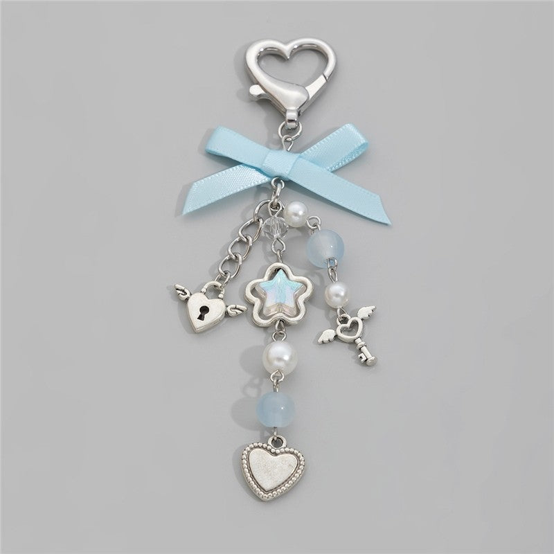 Strawberry Bow Flower Star Keychain Pendant