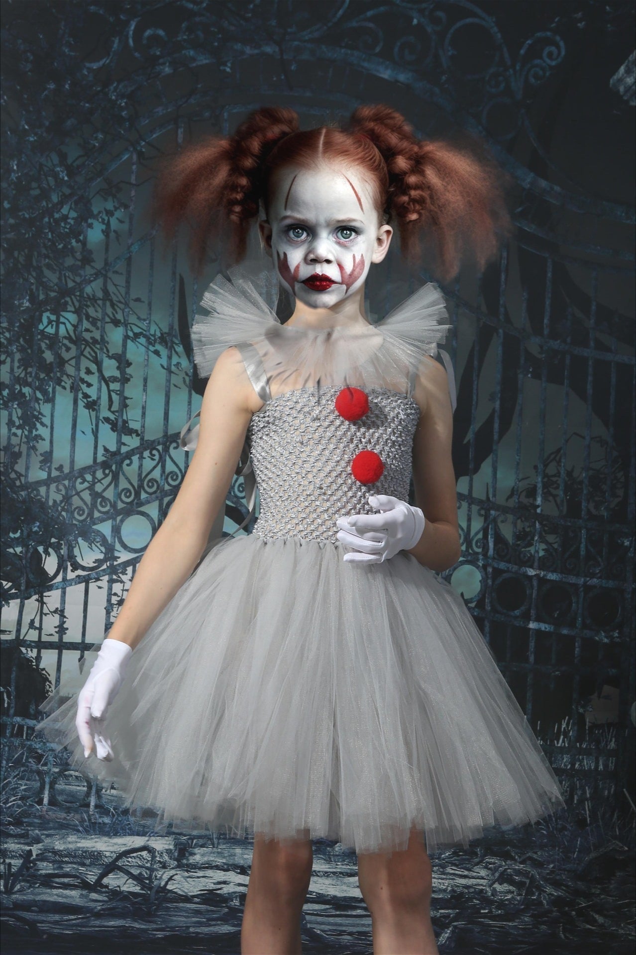 Scary Clown Tutu Dress Kid Halloween Costume