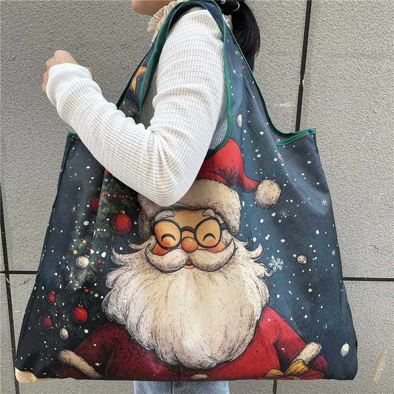 Christmas Print Single Shoulder Tote Bag