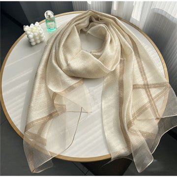Fashion Plaid Scarf With Gold Trim