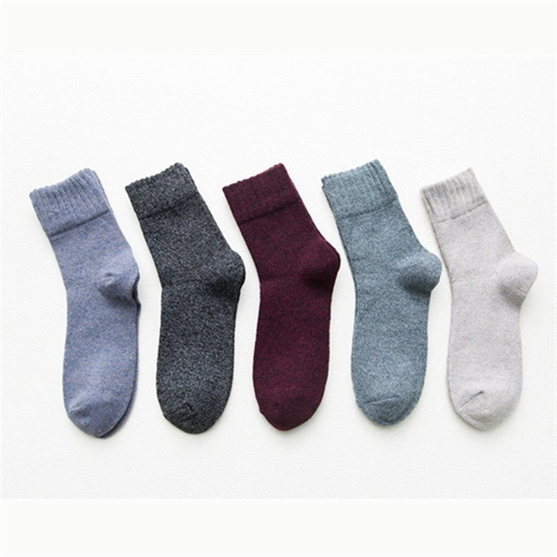 Plain Thick Breathable Mid-Calf Length Sock(A Set Of Five Pairs)