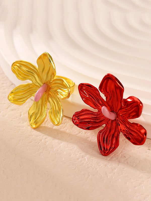 Flower Shape Pleated Rings Accessories