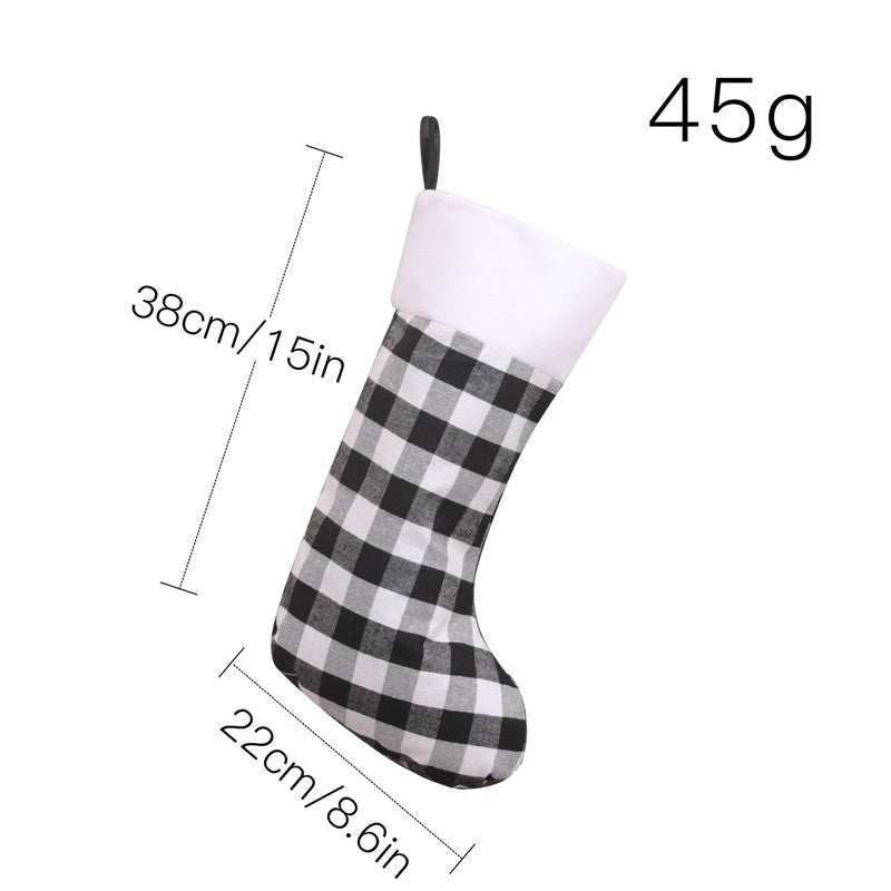 Large Plaid Gift Socks Christmas Decoration Pendant