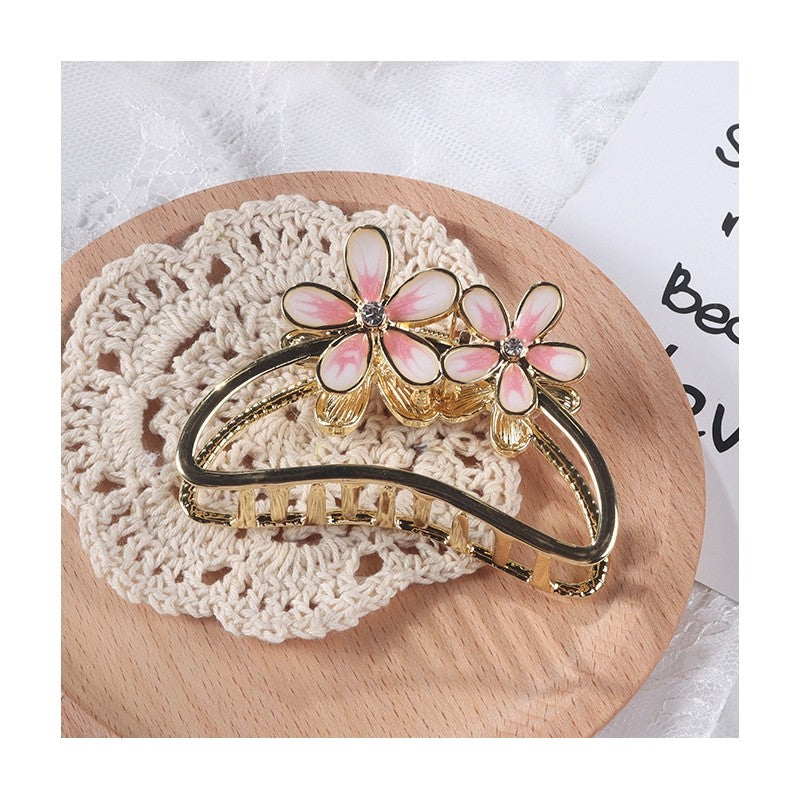 Vintage Semicircle Flower Hair Claw Clip