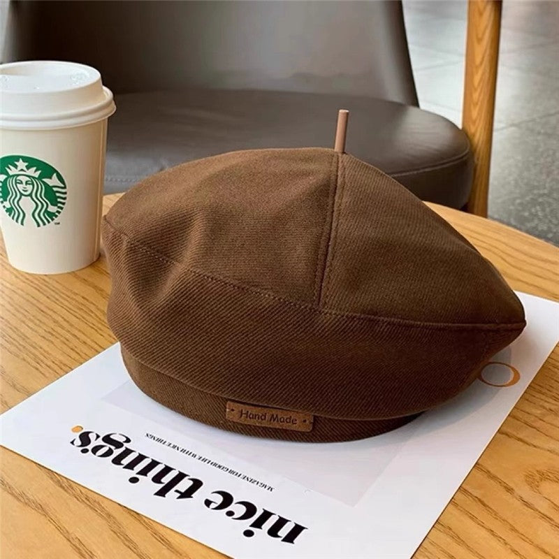 Octagonal Beret Hat Made Of Leather